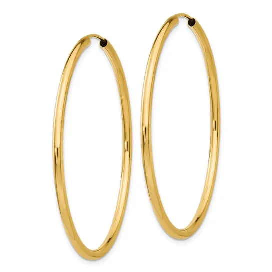 14k Gold 2 mm Wide 45 mm Round Endless Hoop Earrings