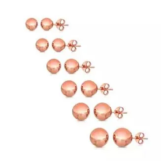 14K Solid Rose Gold Ball Stud Earrings