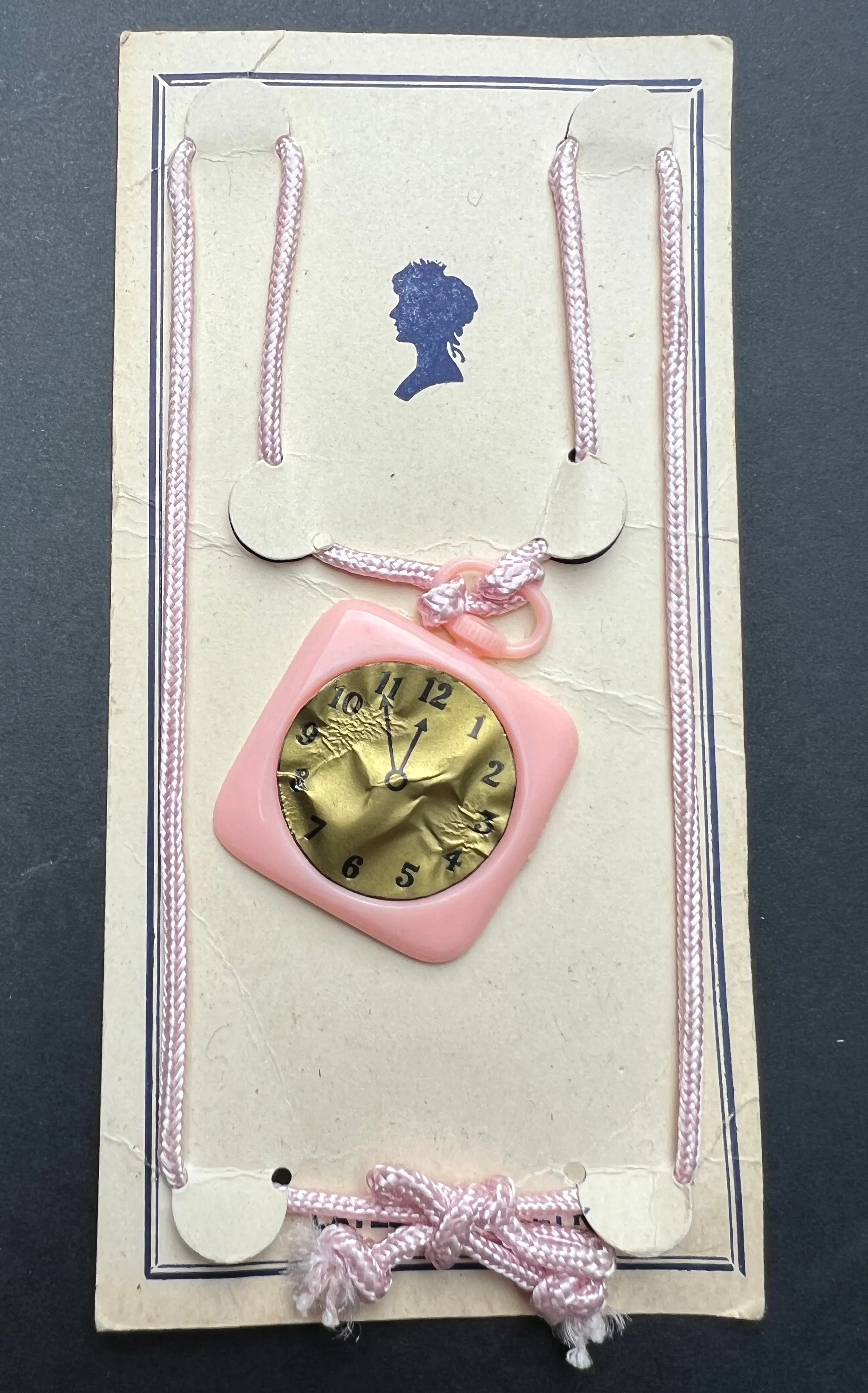 1940s Childrens Clock Necklace