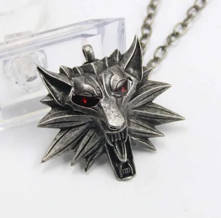 2017 Hot Sale Pendant Wizard Witcher 3 Medallion Pendant Necklace Wolf Head Necklace U Pick Color Halloween Necklace & Pendants