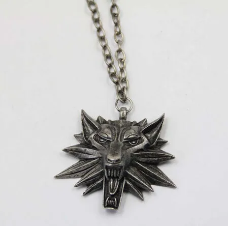 2017 Hot Sale Pendant Wizard Witcher 3 Medallion Pendant Necklace Wolf Head Necklace U Pick Color Halloween Necklace & Pendants