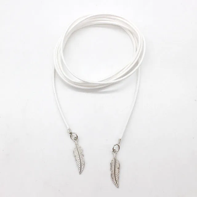 2017 Sexy Long Suede ethnic Choker Necklace feather Accessories Black leather Rope Necklace Collares statement tattoo for Women