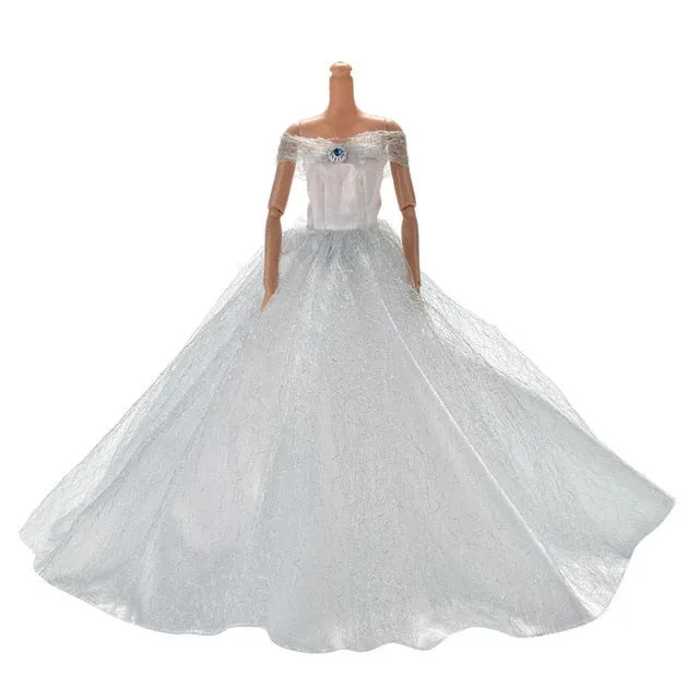 2019 Handmake Wedding Princess Dress Elegant Clothing Gown Skirt Shoes For Barbie Doll Dresses