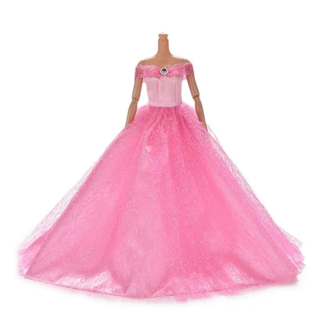 2019 Handmake Wedding Princess Dress Elegant Clothing Gown Skirt Shoes For Barbie Doll Dresses