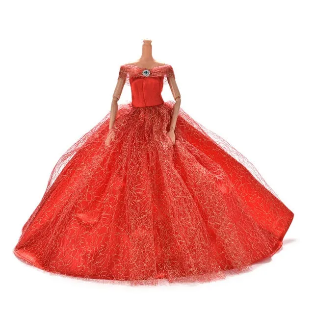 2019 Handmake Wedding Princess Dress Elegant Clothing Gown Skirt Shoes For Barbie Doll Dresses