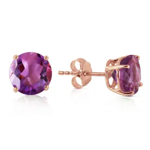 3.1 Carat 14K Solid Rose Gold Anna Amethyst Stud Earrings