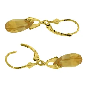 6 Carat 14K Solid Yellow Gold Performance Citrine Earrings