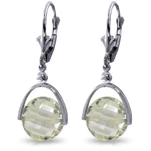 6.5 Carat 14K Solid White Gold Coming Up Roses Green Amethyst Earrings