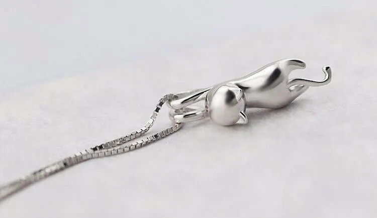 925 Sterling Silver,  Cute Cat Necklaces & Pendants