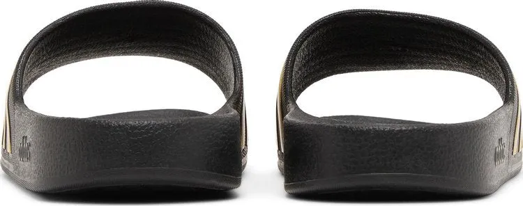 Adidas Adilette Aqua Slides 'Black Gold Metallic' Sandals, black