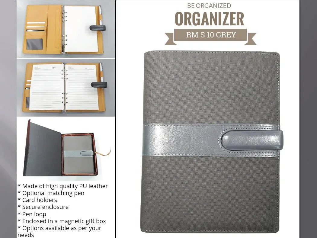 AMS-RM-S 10 - (Grey) PU Leather Organizer