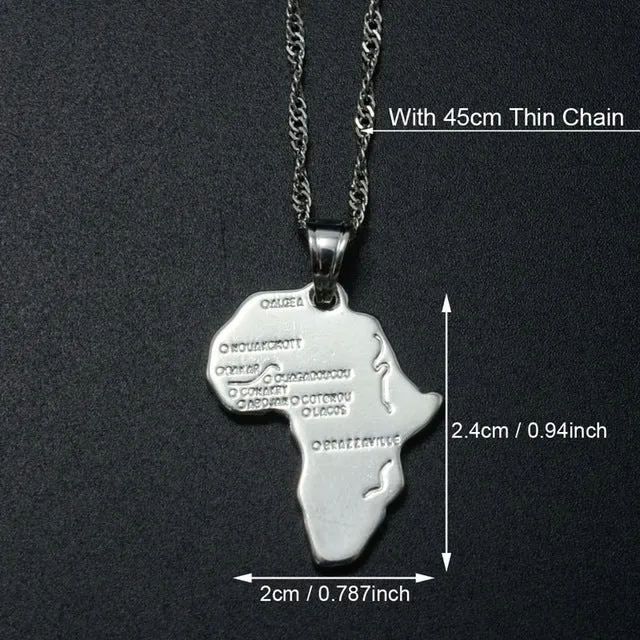 Anniyo 9 Style Africa Map Pendant Necklace for Women/Men Silver/Gold Color Ethiopian Jewelry Wholesale African Maps Hiphop Item