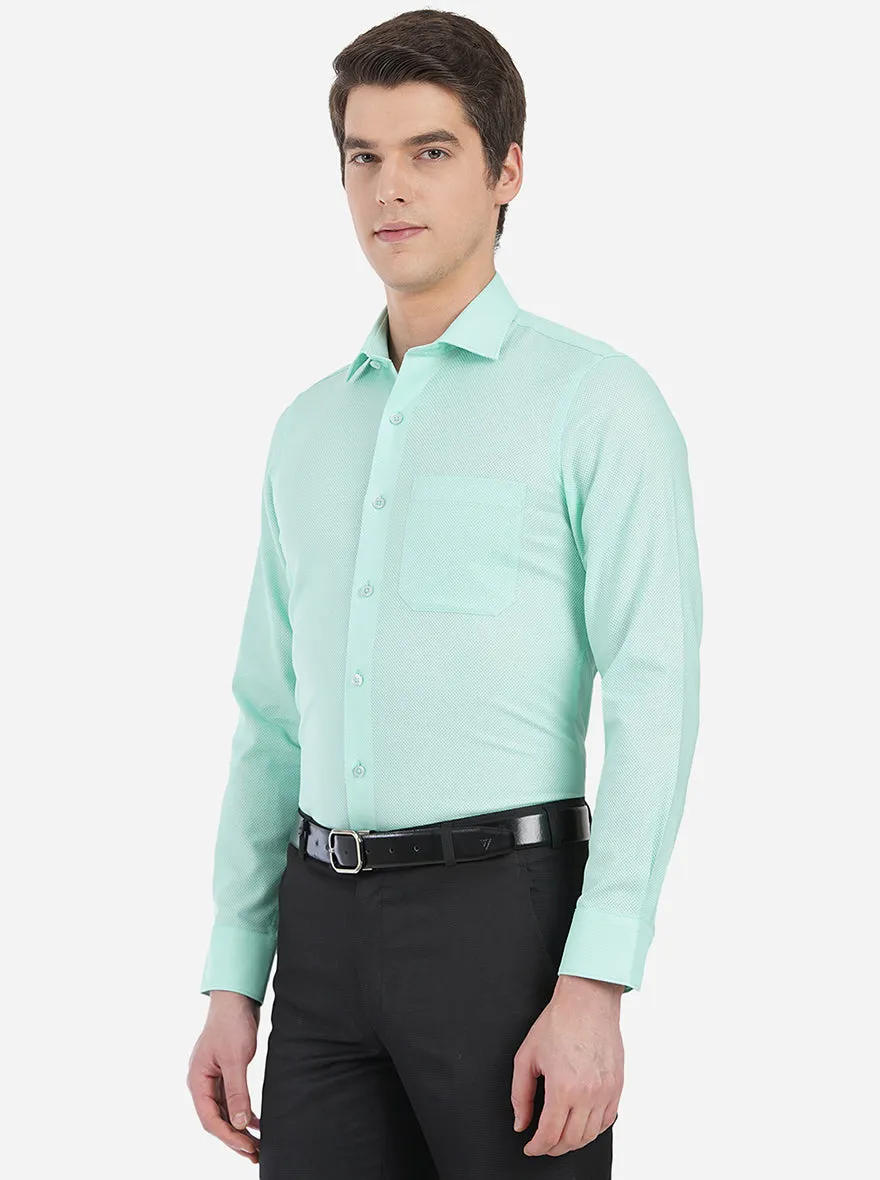 Aquamarine Green Dobby Slim Fit Formal Shirt | JadeBlue