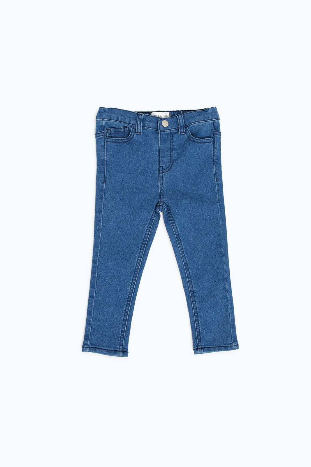 Baby Girls Blue Solid Slim Fit Jeans