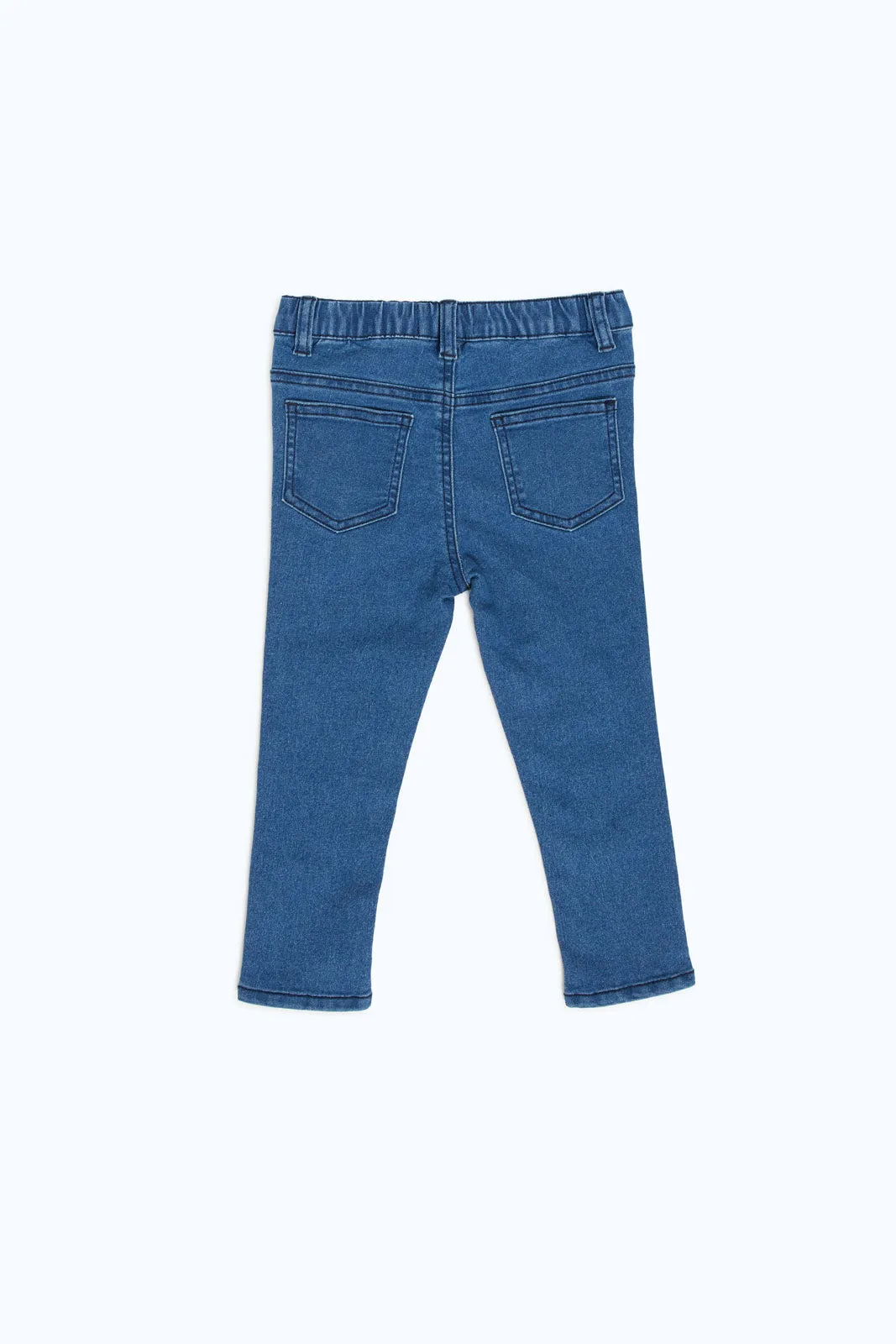 Baby Girls Blue Solid Slim Fit Jeans