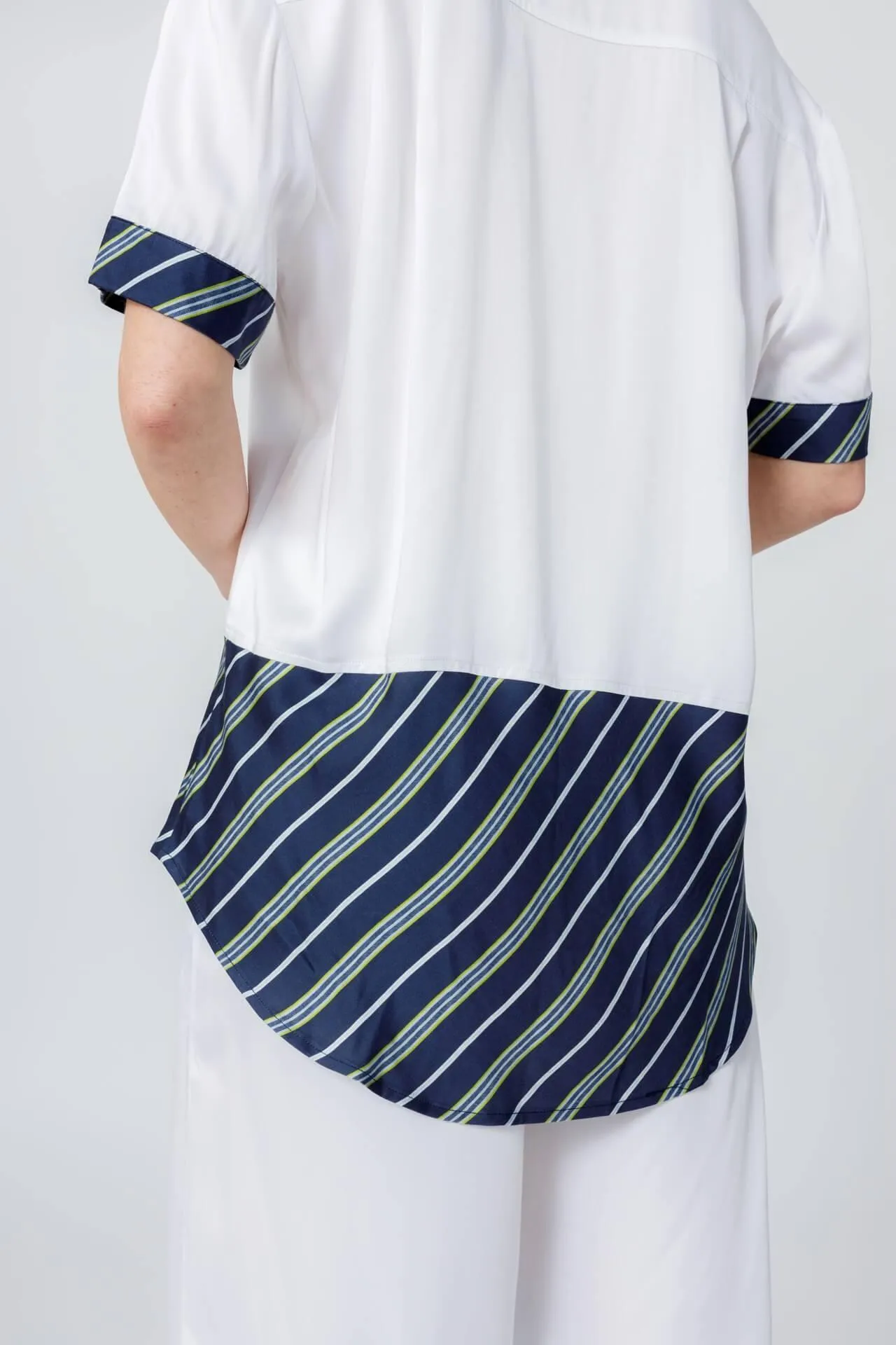 Bamboo Stripe Inset Short Sleeve Cropped Pajama Set