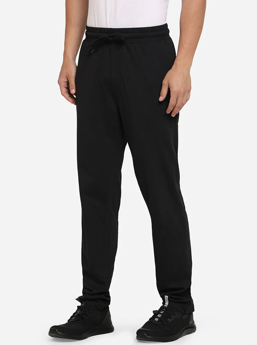 Black Solid Regular Fit Track Pants | Greenfibre