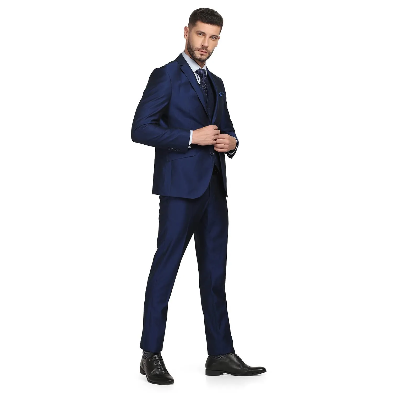 blackberrys Structured Polyester Blend Slim Fit Mens Suit (Navy, Size_38)