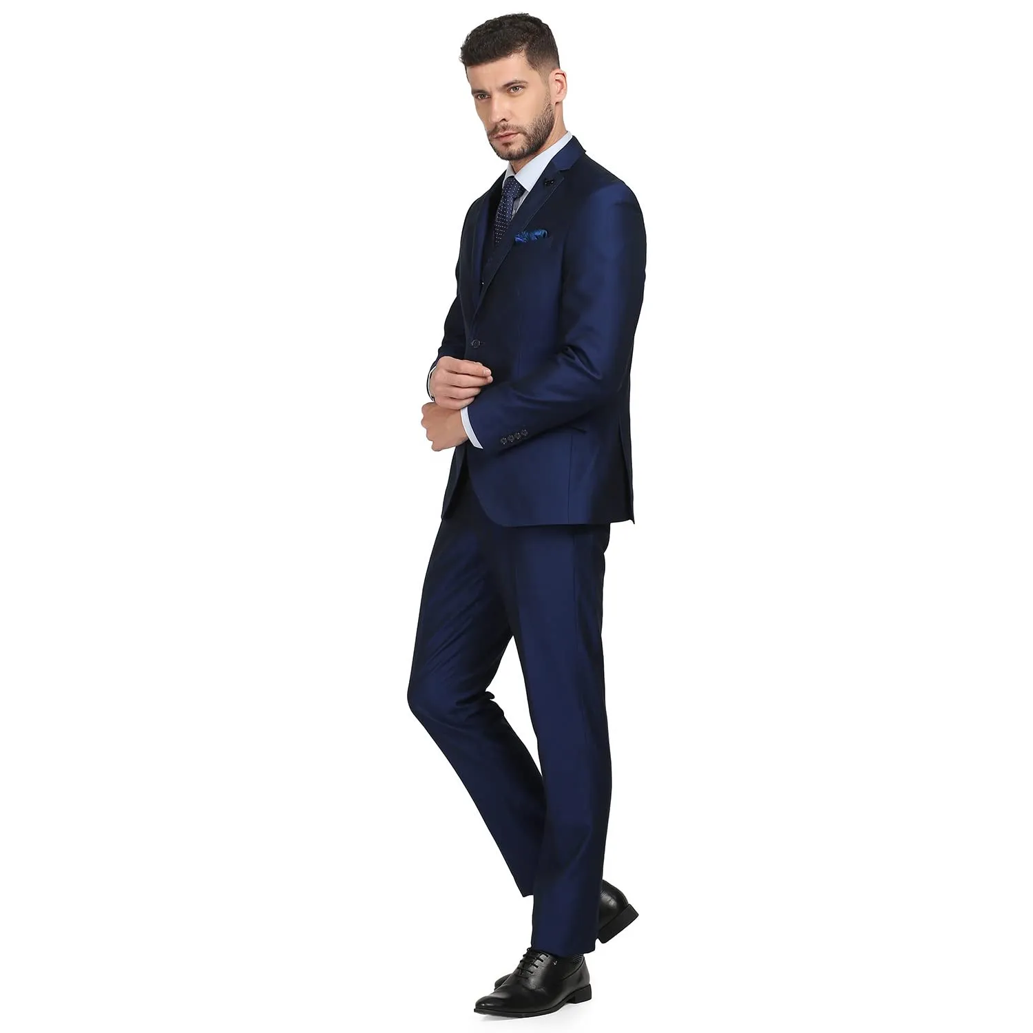 blackberrys Structured Polyester Blend Slim Fit Mens Suit (Navy, Size_38)