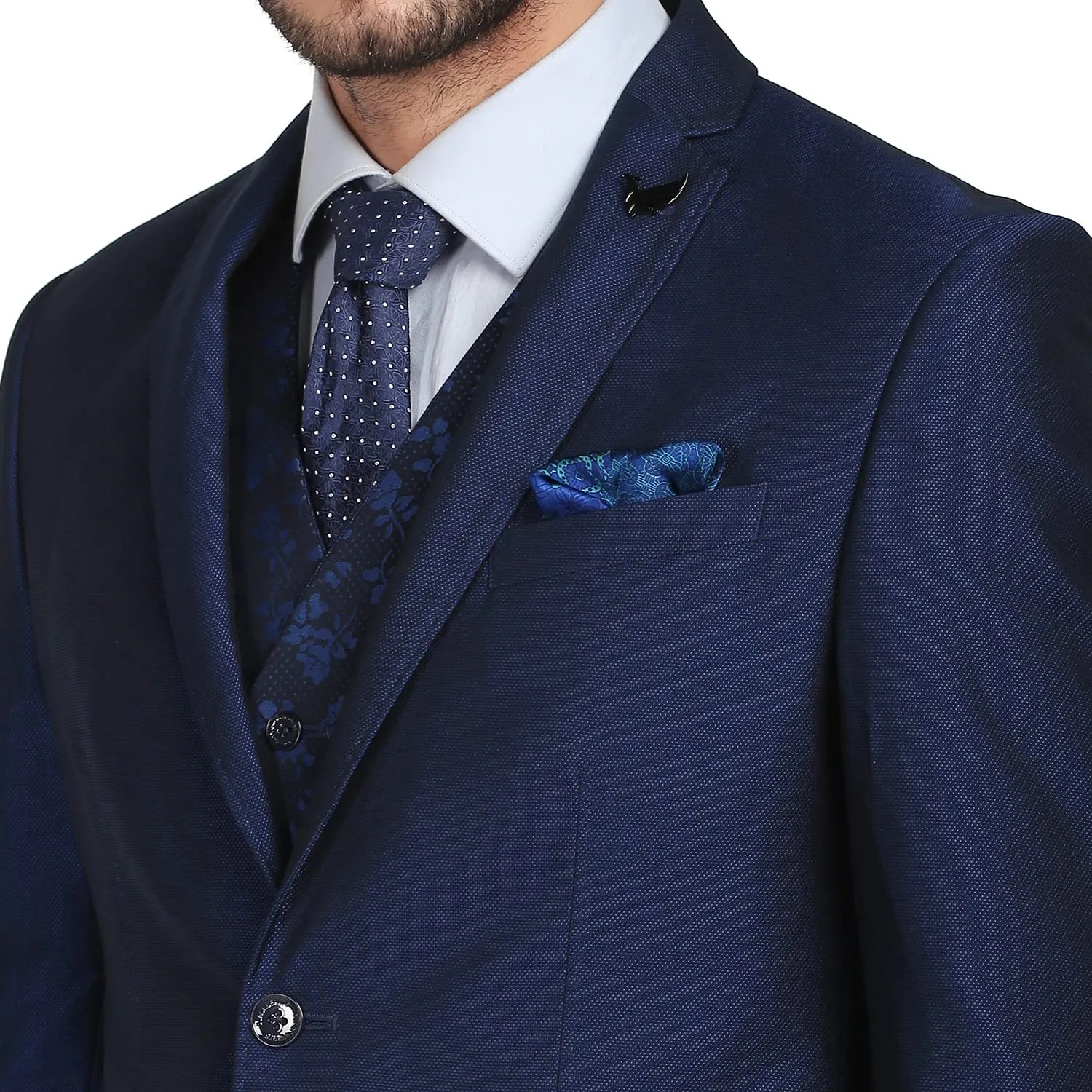 blackberrys Structured Polyester Blend Slim Fit Mens Suit (Navy, Size_38)