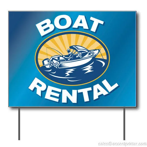 Boat Rental Curbside Sign, 24"w x 18"h, Full Color Double Sided