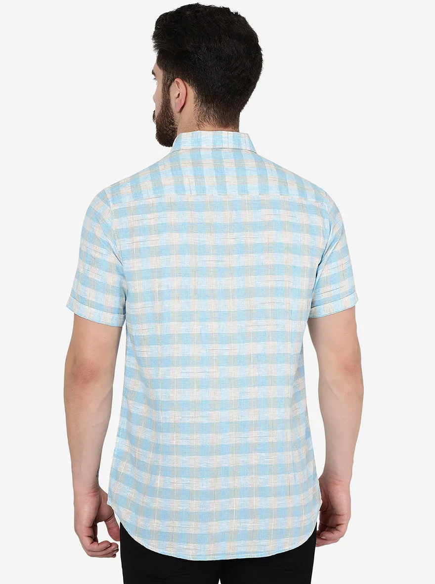 Bonnie Blue Checked Slim Fit Casual Shirt | JadeBlue