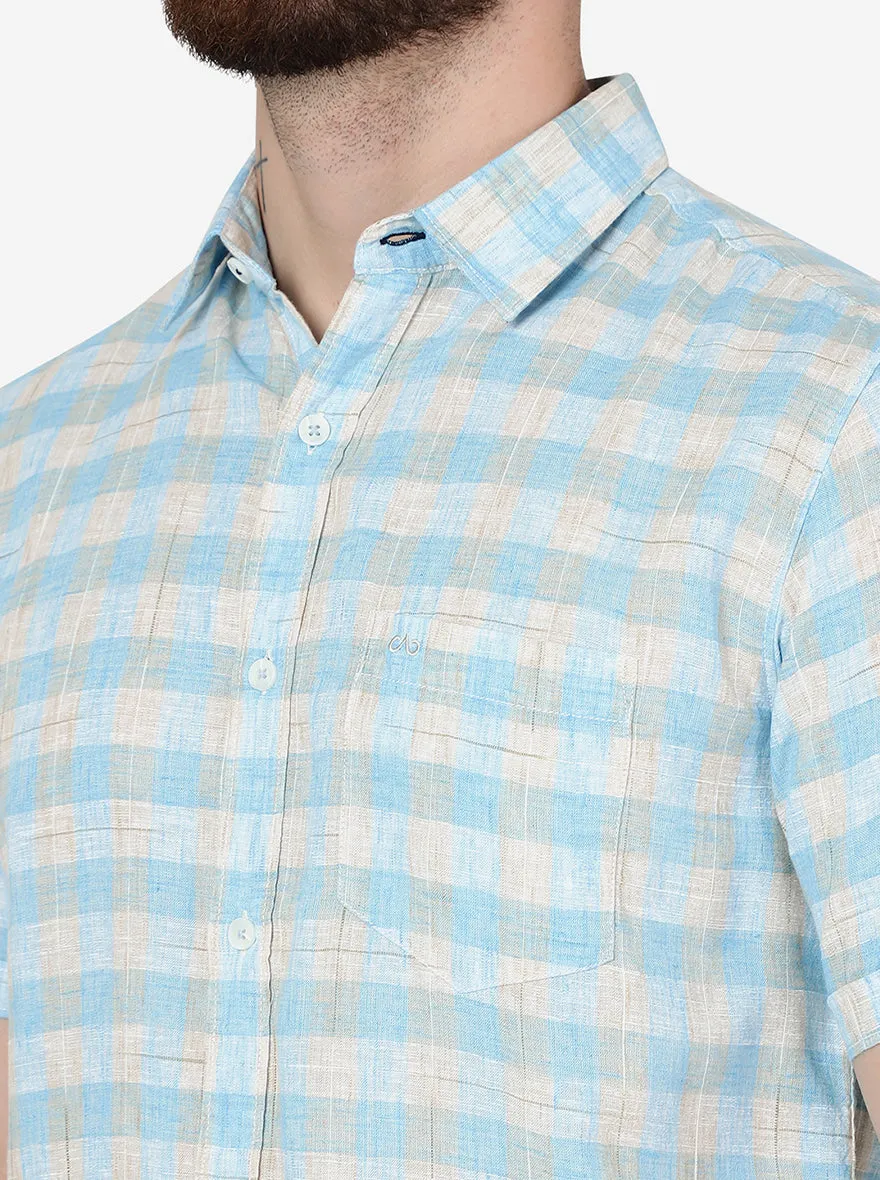 Bonnie Blue Checked Slim Fit Casual Shirt | JadeBlue