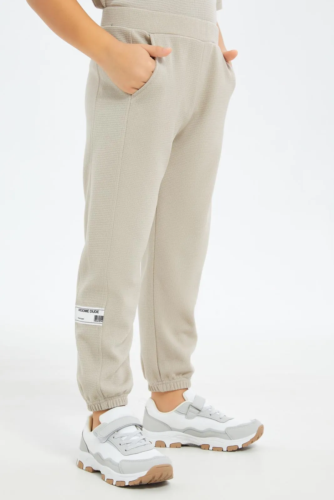 Boys Beige Track Pants