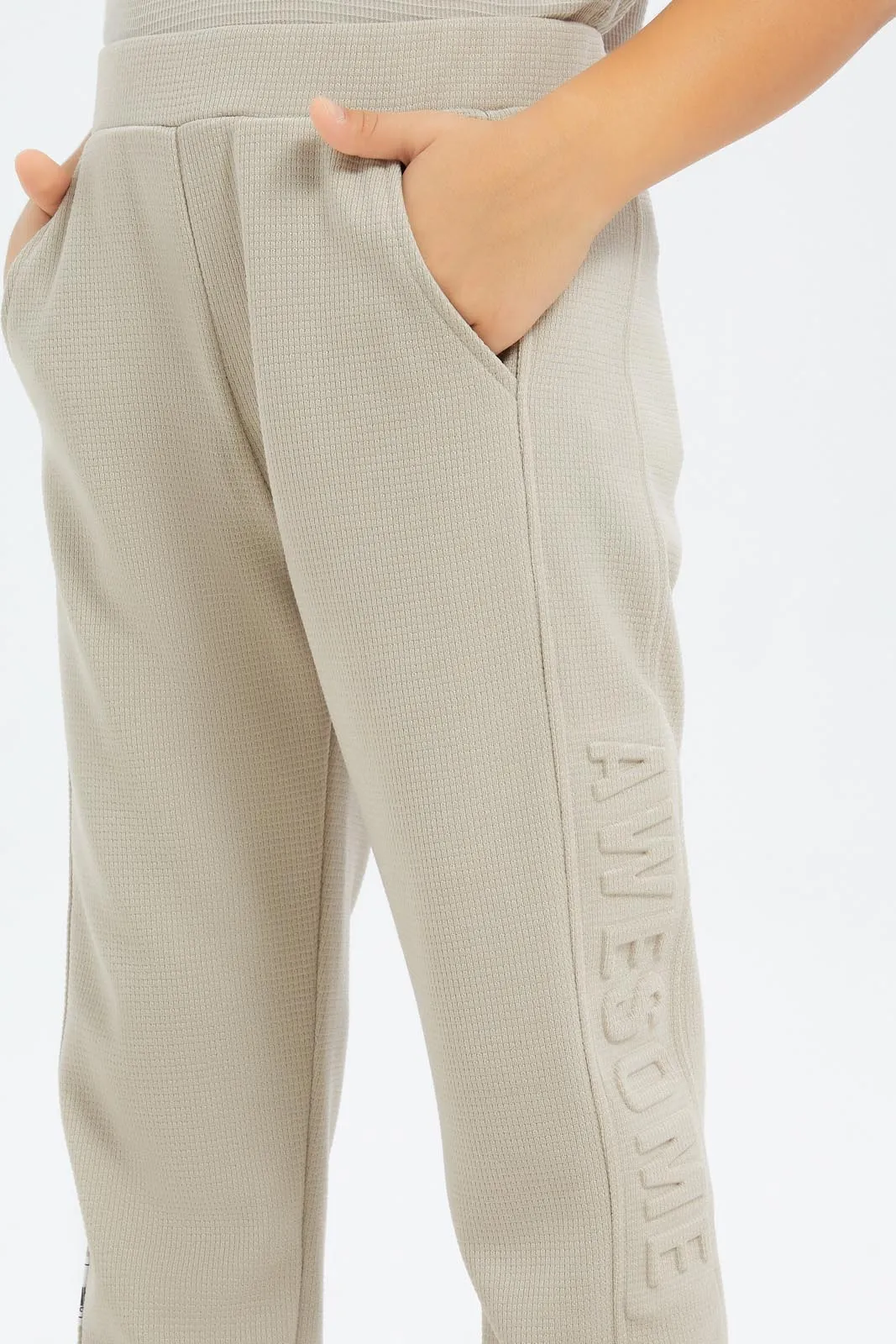 Boys Beige Track Pants