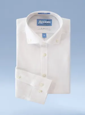 Boys Slim Fit Non Iron Cotton Pinpoint Dress Shirt with Button Down Collar