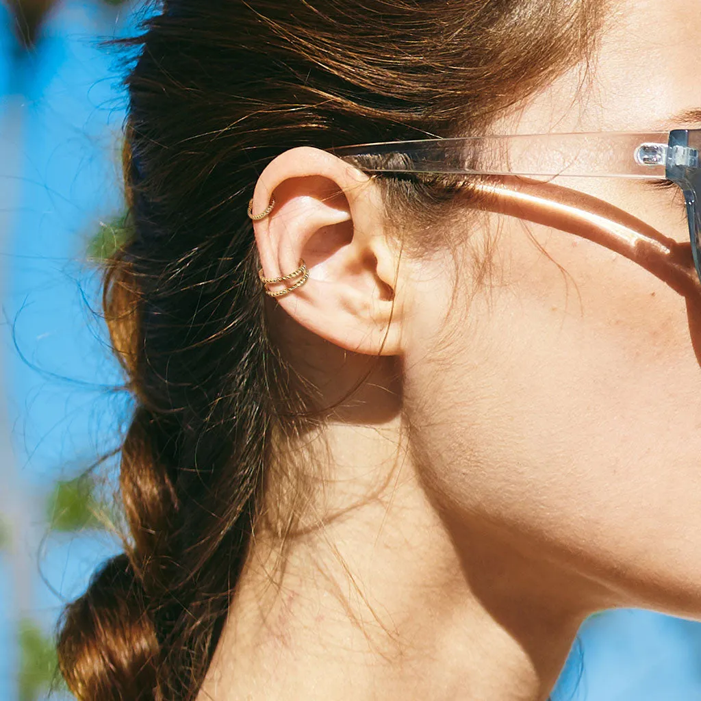 Braided Septum & Earring Body Jewellery in 14K Gold