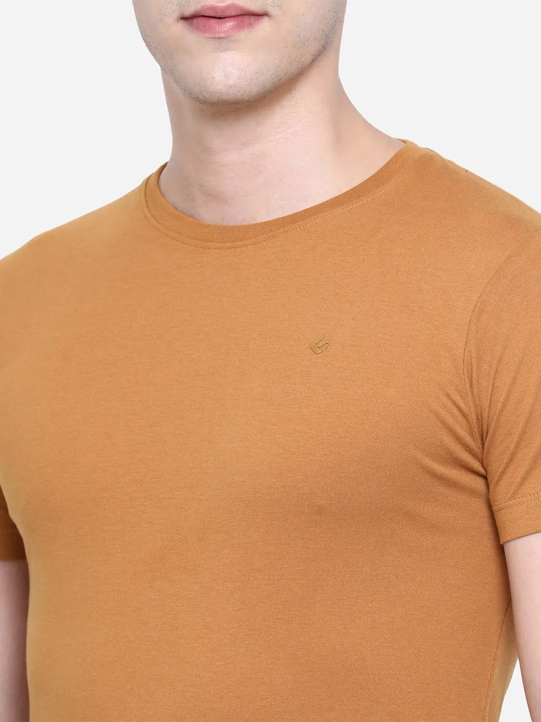 Brown Solid Slim Fit T-Shirt | Greenfibre