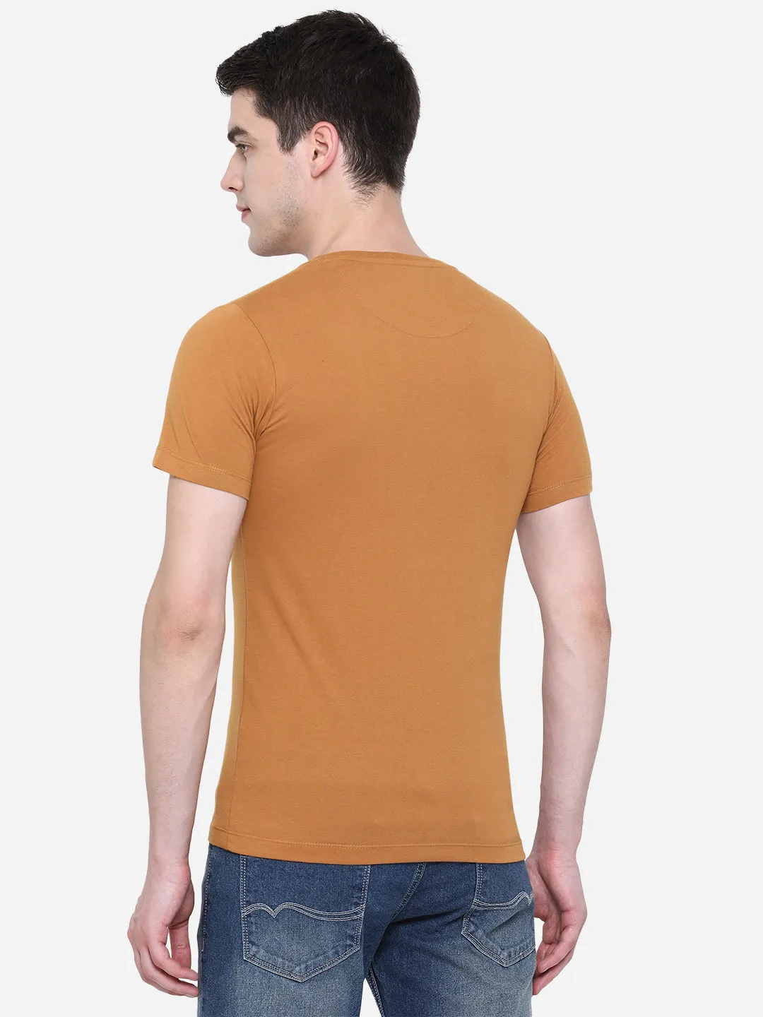 Brown Solid Slim Fit T-Shirt | Greenfibre