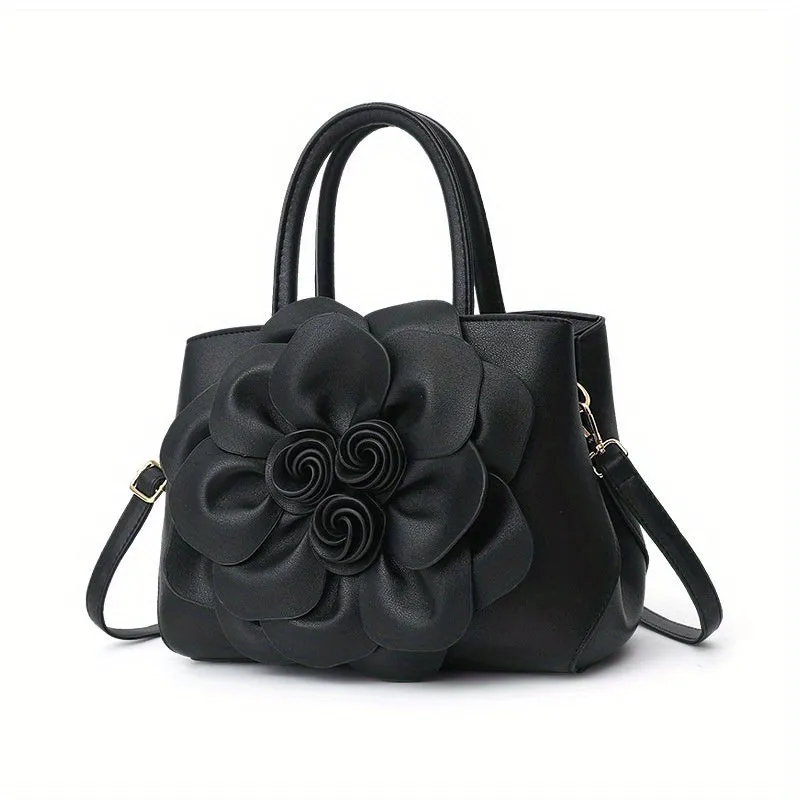 Chic Floral Tote Bag - Stylish Top Handle Satchel with Durable Construction, Spacious Purse for Womens Casual Everyday Wear