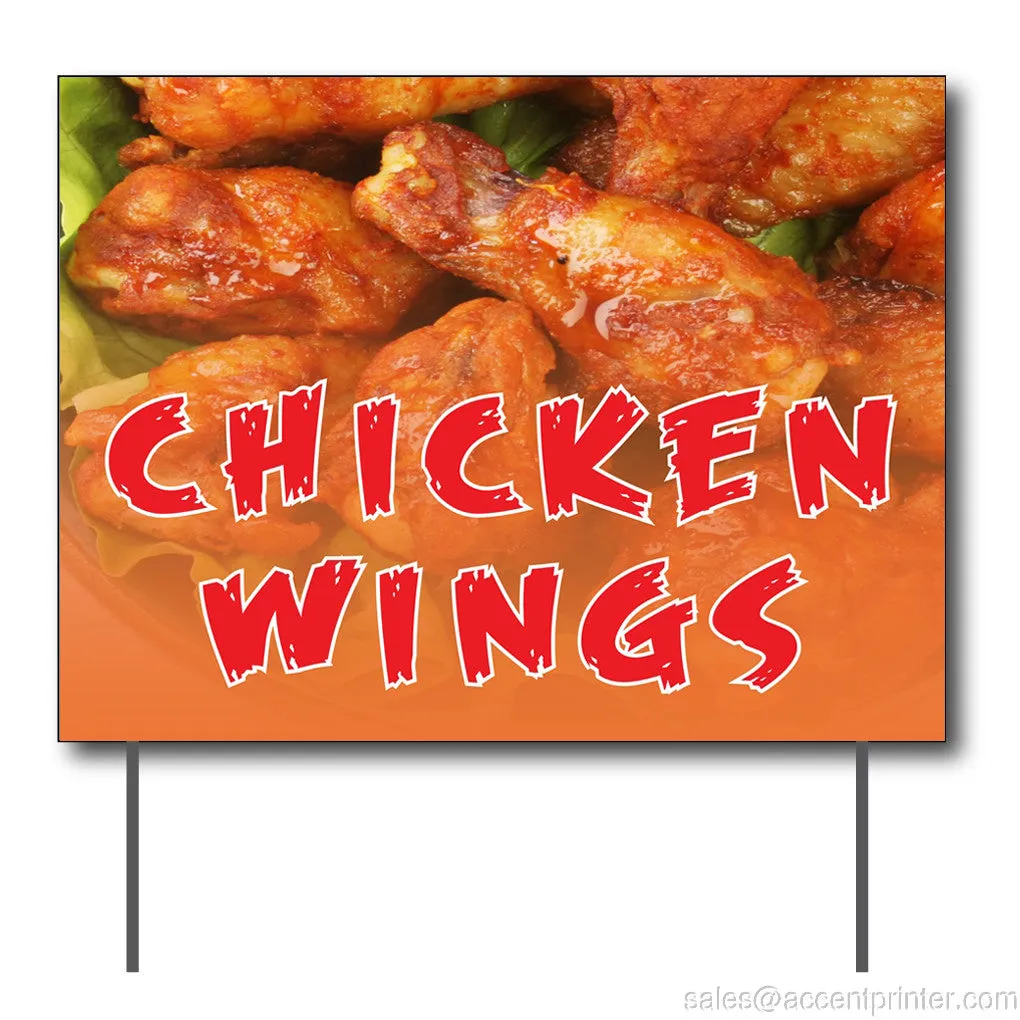 Chicken Wings Curbside Sign, 24"w x 18"h, Full Color Double Sided