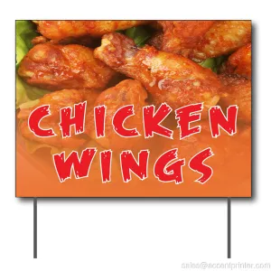 Chicken Wings Curbside Sign, 24"w x 18"h, Full Color Double Sided