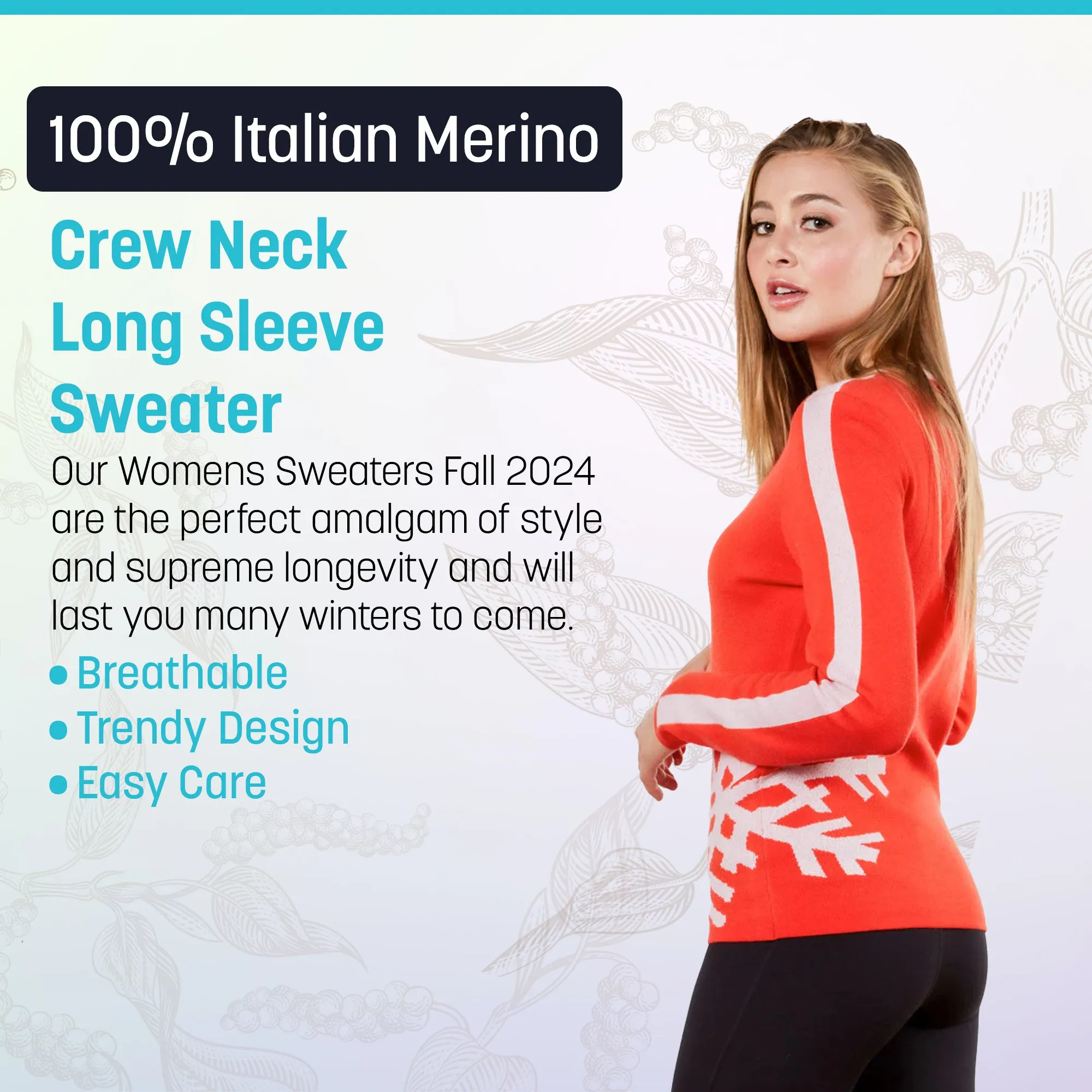 Christiania 100% Italian Merino Wool Sweater for Women - Long Sleeve & Warm Knitted