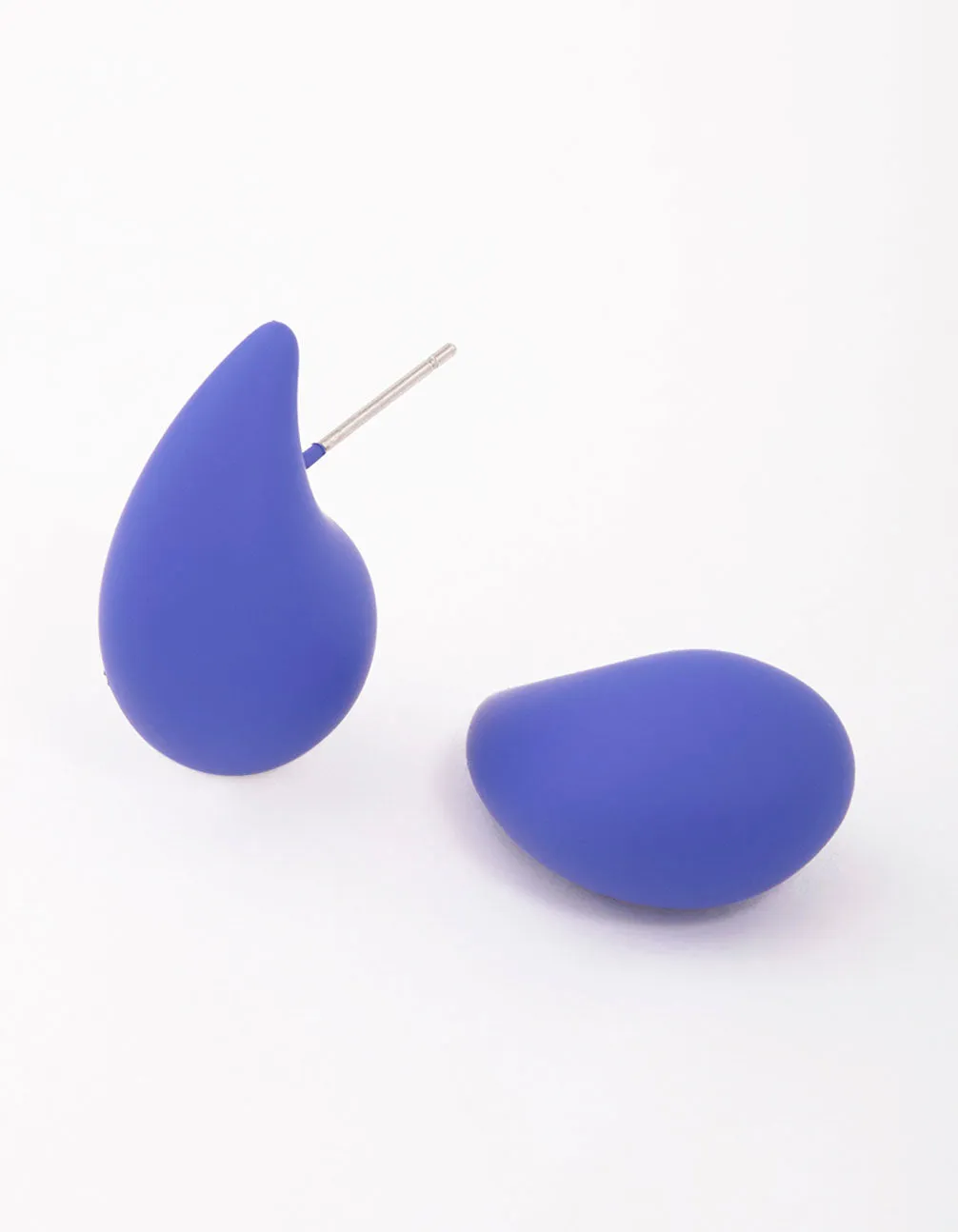 Chubby Blue Teardrop Stud Earrings