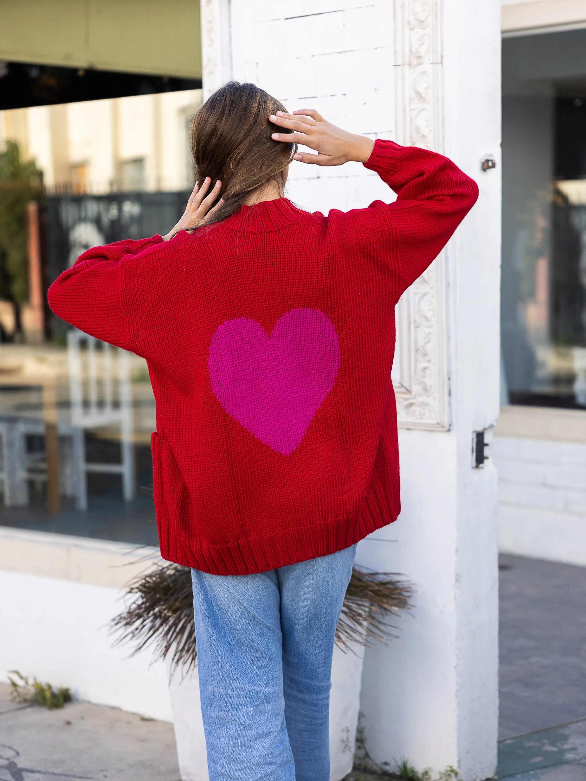 Chunky Alpaca heart Cardigan