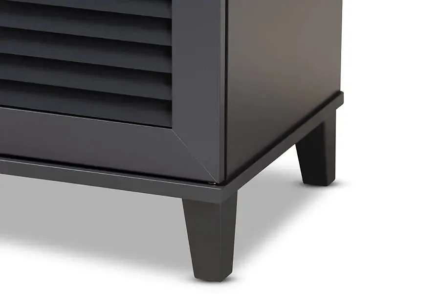 Clevedon Dark Grey Finished 4-Shelf Wood Shoe Storage Cabinet