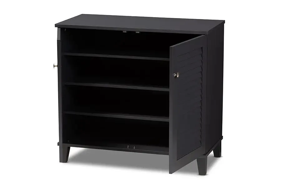 Clevedon Dark Grey Finished 4-Shelf Wood Shoe Storage Cabinet