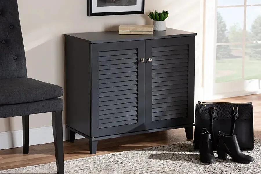 Clevedon Dark Grey Finished 4-Shelf Wood Shoe Storage Cabinet