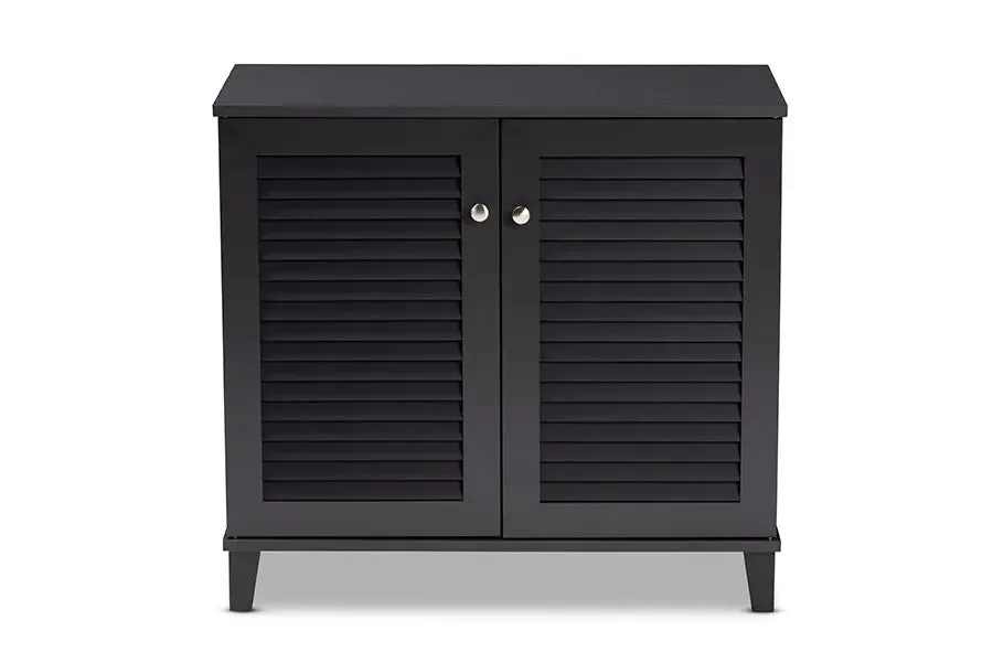 Clevedon Dark Grey Finished 4-Shelf Wood Shoe Storage Cabinet