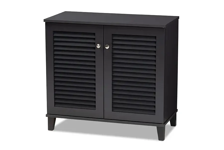 Clevedon Dark Grey Finished 4-Shelf Wood Shoe Storage Cabinet