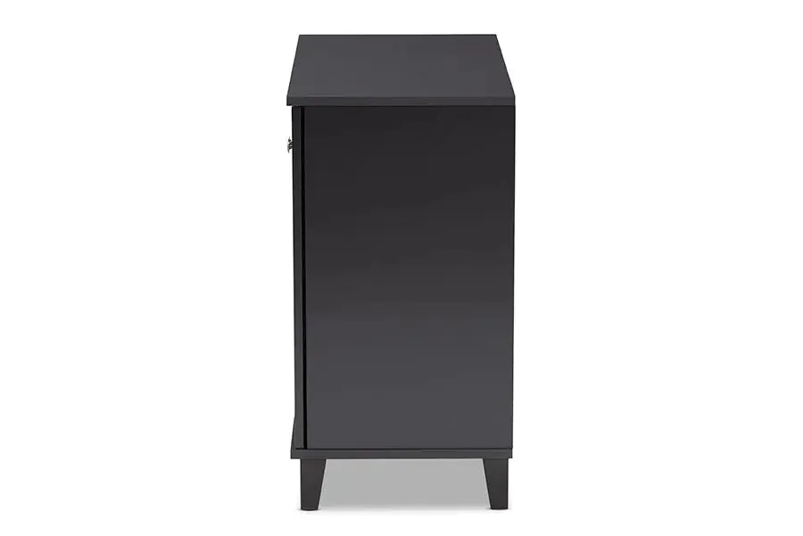 Clevedon Dark Grey Finished 4-Shelf Wood Shoe Storage Cabinet