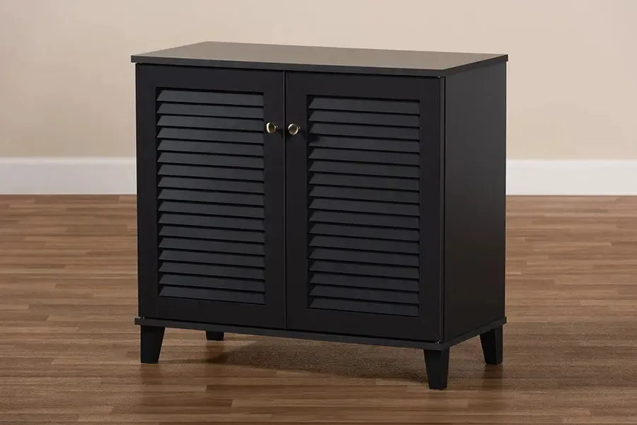 Clevedon Dark Grey Finished 4-Shelf Wood Shoe Storage Cabinet