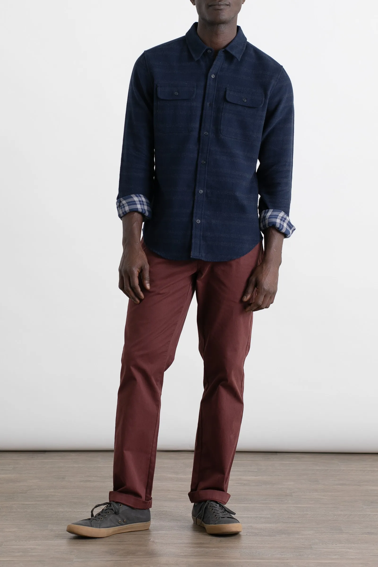 Cole Slim Shirt / Navy Blanket Stripe