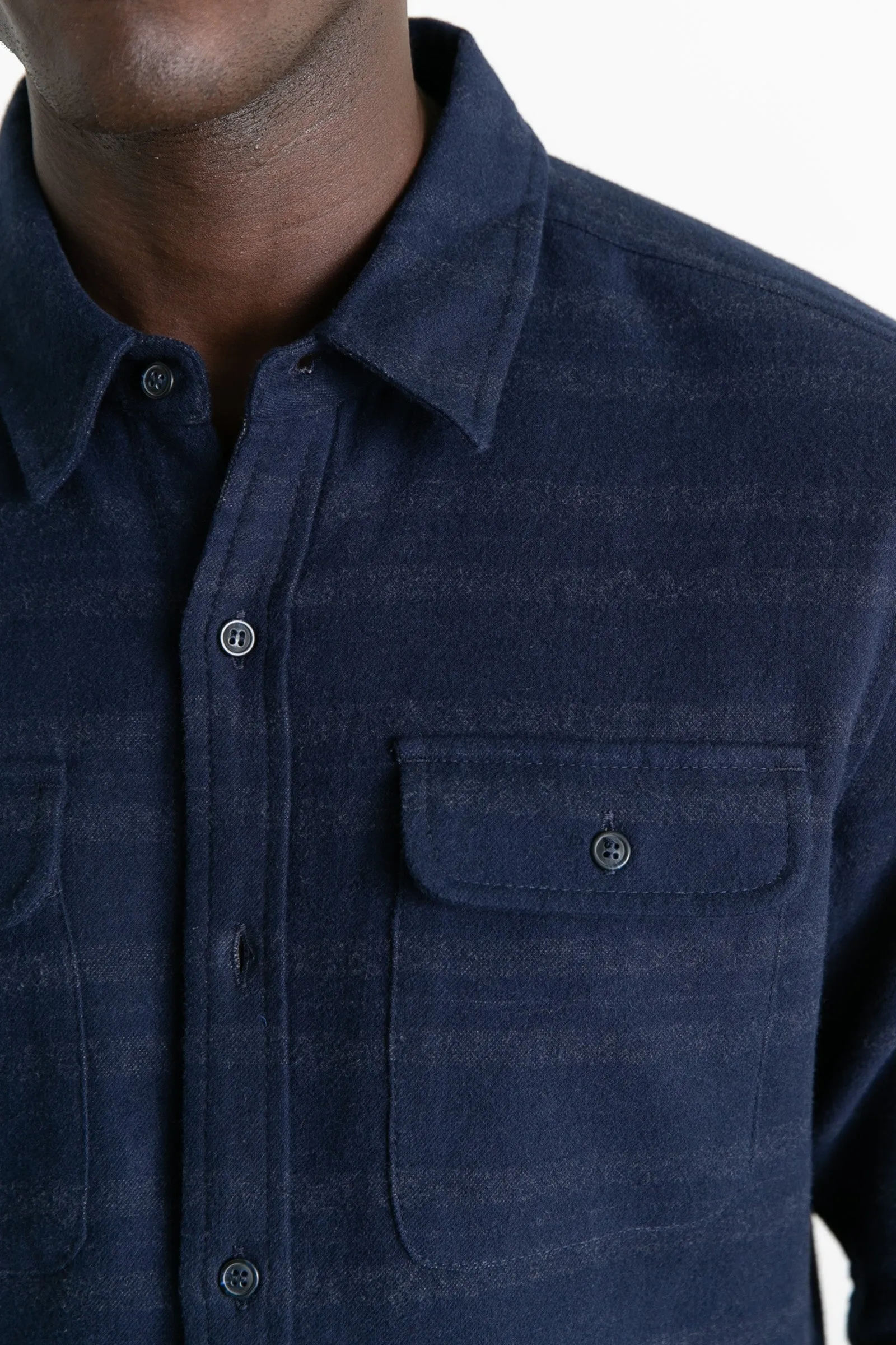 Cole Slim Shirt / Navy Blanket Stripe