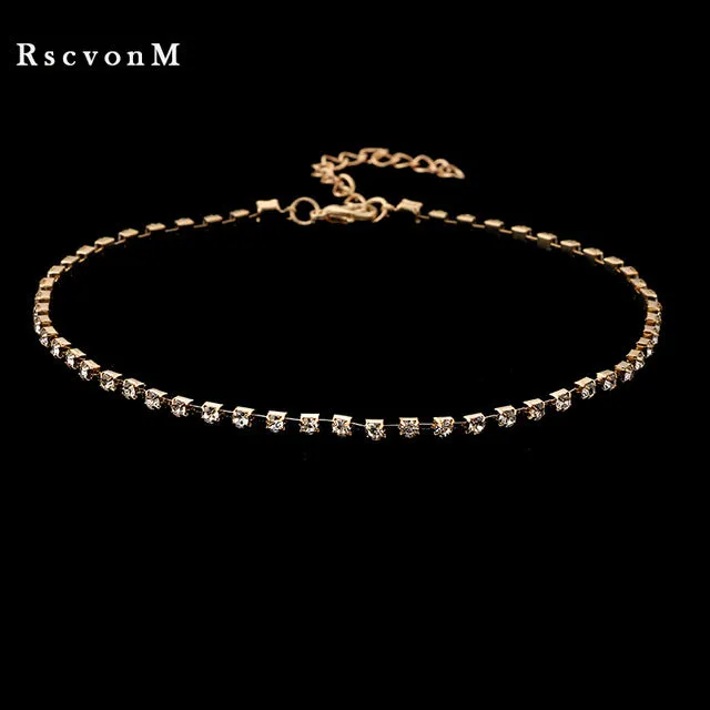 Crystal Choker gold color silver color Necklace Rhinestone Pendant Jewelry Collar Necklace for women Rhinestone Choker Necklace