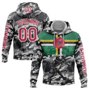 Custom Stitched Camo Red-White 3D Dominica Dominican Flag Sports Pullover Sweatshirt Salute To Service Hoodie